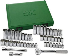 SK - 49 Piece 3/8" Drive Standard Deep Socket Set - 6 Points, 1/4 to 7/8", 6 to 19mm, Inch/Metric Measurement Standard - Exact Tool & Supply