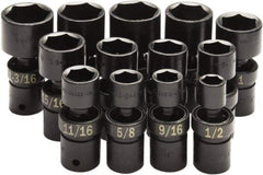 SK - 13 Piece 1/2" Drive Standard Impact Socket Set - 6 Points, 1/2 to 1-1/4", Inch Measurement Standard - Exact Tool & Supply