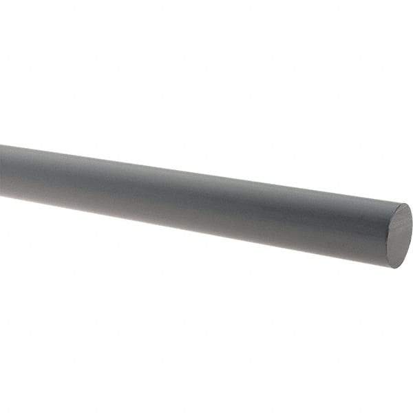 Made in USA - 5' Long, 1-3/4" Diam, PVC Plastic Rod - Gray - Exact Tool & Supply