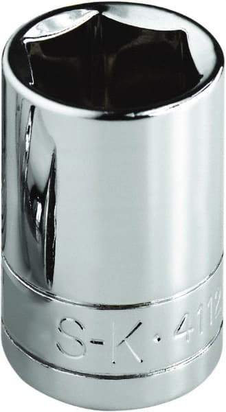 SK - 1-1/4", 1/2" Drive, Standard Hand Socket - 6 Points, Steel, Chrome Finish - Exact Tool & Supply