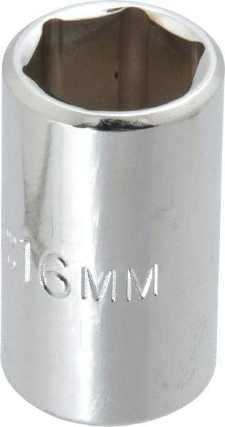 Proto - 1/2" Drive, Standard Hand Socket - 6 Points, 1-1/2" OAL, Chrome Finish - Exact Tool & Supply