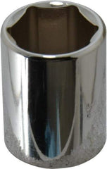 Proto - 1/2" Drive, Standard Hand Socket - 6 Points, 1-1/2" OAL, Chrome Finish - Exact Tool & Supply