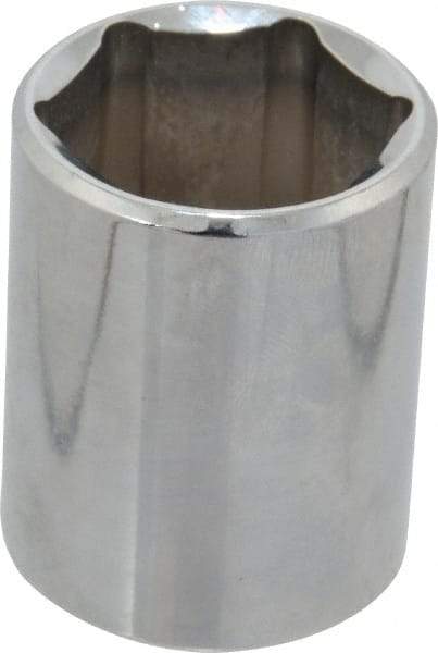 Proto - 1/2" Drive, Standard Hand Socket - 6 Points, 1-1/2" OAL, Chrome Finish - Exact Tool & Supply