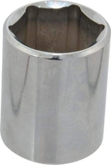 Proto - 1/2" Drive, Standard Hand Socket - 6 Points, 1-1/2" OAL, Chrome Finish - Exact Tool & Supply