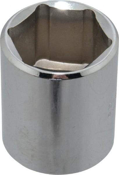 Proto - 1/2" Drive, Standard Hand Socket - 6 Points, 1-1/2" OAL, Chrome Finish - Exact Tool & Supply
