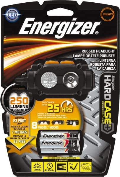 Energizer - 2 Red, Green, White LED Bulb, 160 Lumens, Hands-free Flashlight - Black, Gray Plastic Body, 3 AA Alkaline Batteries Included - Exact Tool & Supply