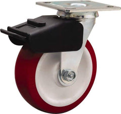 Hamilton - 6" Diam x 2" Wide x 7-1/2" OAH Top Plate Mount Swivel Caster - Polyurethane Mold on Polypropylene, 850 Lb Capacity, Straight Roller Bearing, 4 x 4-1/2" Plate - Exact Tool & Supply