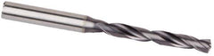 Kennametal - #12 Spiral Flute Solid Carbide Screw Machine Drill Bit - Multilayer TiAlN Finish, Right Hand Cut, 28mm Flute Length, 66mm OAL, Standard Point, Straight Shank, Through Coolant - Exact Tool & Supply