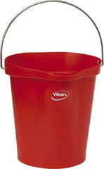 Vikan - 3 Gal, Polypropylene Round Red Single Pail with Pour Spout - Handle Included - Exact Tool & Supply