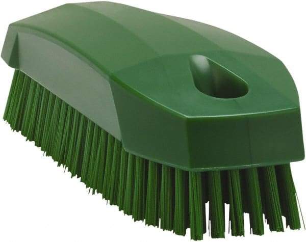 Vikan - 0.7" Bristle Length, Polyester Scrub Brush - 1-1/2" Wide Head, 4-1/2" OAL, Green, Polypropylene Block - Exact Tool & Supply