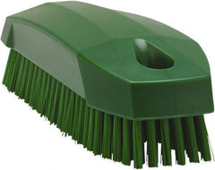 Vikan - 0.7" Bristle Length, Polyester Scrub Brush - 1-1/2" Wide Head, 4-1/2" OAL, Green, Polypropylene Block - Exact Tool & Supply