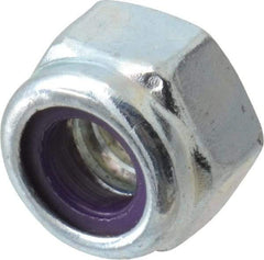 Value Collection - 1/4-20 UNC Grade B Hex Lock Nut with Nylon Insert - 7/16" Width Across Flats, 5/16" High, Zinc-Plated Finish - Exact Tool & Supply