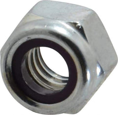 Value Collection - 5/16-18 UNC Grade B Hex Lock Nut with Nylon Insert - 1/2" Width Across Flats, 11/32" High, Zinc-Plated Finish - Exact Tool & Supply