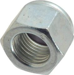 Value Collection - 3/8-24 UNF Grade B Hex Lock Nut with Nylon Insert - 9/16" Width Across Flats, 29/64" High, Zinc-Plated Finish - Exact Tool & Supply