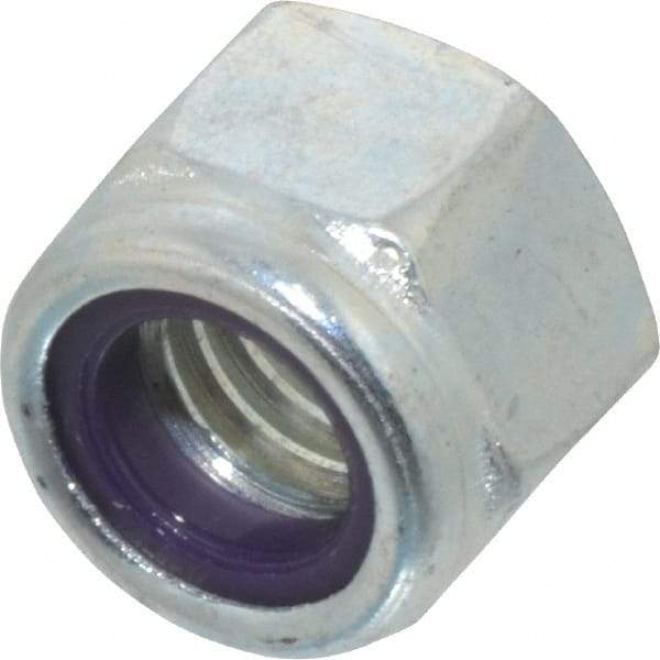 Value Collection - 3/8-16 UNC Grade B Hex Lock Nut with Nylon Insert - 9/16" Width Across Flats, 29/64" High, Zinc-Plated Finish - Exact Tool & Supply