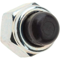 Value Collection - 1/4-28" UNF, 7/16" Width Across Flats, Zinc Plated, Steel Acorn Nut - 31/64" Overall Height, Nylon Insert Type, Grade 2 - Exact Tool & Supply