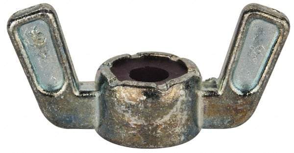 Value Collection - #10-32 UNF, Zinc Plated, Zinc Alloy Nylon-Insert Locking Wing Nut - Grade 2, 1.031" Wing Span, 1/2" Wing Span - Exact Tool & Supply