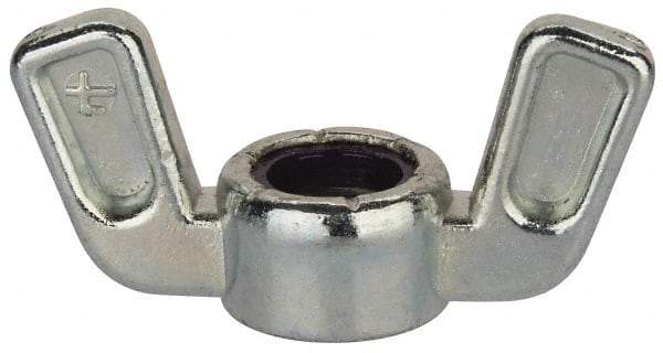 Value Collection - 3/8-16 UNC, Zinc Plated, Zinc Alloy Nylon-Insert Locking Wing Nut - Grade 2, 1-1/2" Wing Span, 0.718" Wing Span - Exact Tool & Supply