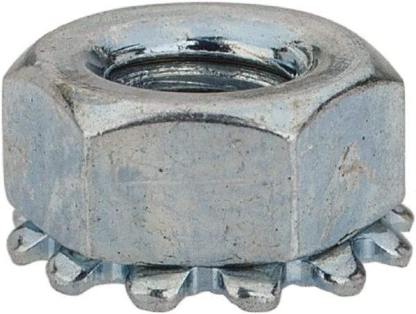 Value Collection - M4x0.7, Zinc Plated, Steel Hex Nut with External Tooth Washer - 8.2mm Washer Diam, 7mm Width Across Flats - Exact Tool & Supply