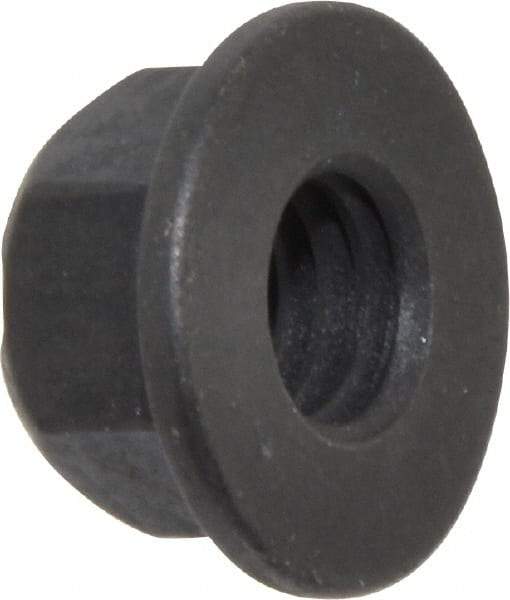 Value Collection - 3/8-16 UNC Grade G Hex Flange Lock Nut with Distorted Thread - 9/16" Width Across Flats, 27/64" High, Phosphate & Oil Finish - Exact Tool & Supply