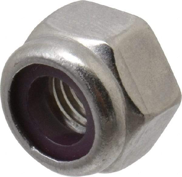 Value Collection - 1/4-28 UNF 18-8 Hex Lock Nut with Nylon Insert - 7/16" Width Across Flats, 5/16" High - Exact Tool & Supply