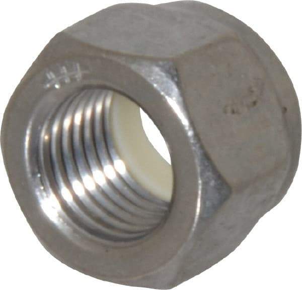 Value Collection - 3/8-24 UNF 18-8 Hex Lock Nut with Nylon Insert - 9/16" Width Across Flats, 29/64" High, Uncoated - Exact Tool & Supply