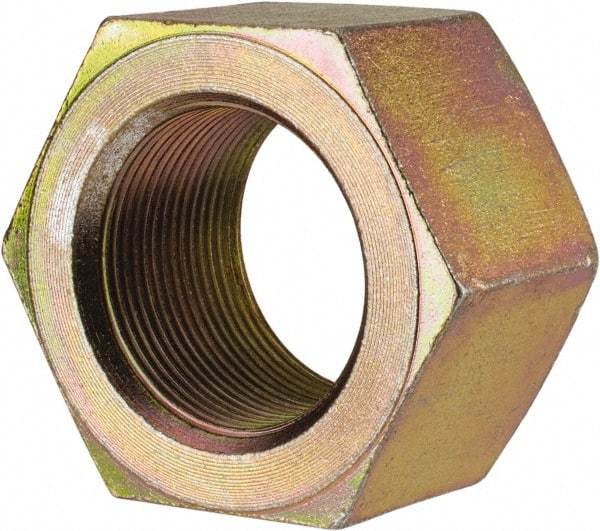 Value Collection - 1-3/4 - 12 UN Steel Right Hand Hex Nut - 2-3/4" Across Flats, 1-1/2" High, Zinc Yellow Dichromate Finish - Exact Tool & Supply