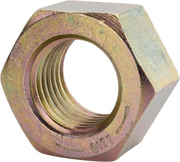 Value Collection - 2 - 4-1/2 UNC Steel Right Hand Hex Nut - 3-1/8" Across Flats, 1-23/32" High, Zinc Yellow Dichromate Finish - Exact Tool & Supply