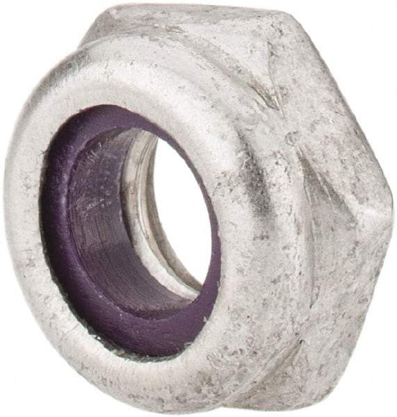 Value Collection - 1/4-20 UNC 18-8 Hex Lock Nut with Nylon Insert - 7/16" Width Across Flats, 13/64" High, Uncoated - Exact Tool & Supply