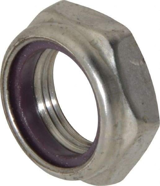 Value Collection - 1-14 UNF 18-8 Hex Lock Nut with Nylon Insert - 1-7/16" Width Across Flats, 35/64" High, Uncoated - Exact Tool & Supply