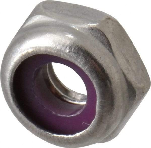 Value Collection - #10-32 UNF 18-8 Hex Lock Nut with Nylon Insert - 3/8" Width Across Flats, 3/16" High, Uncoated - Exact Tool & Supply
