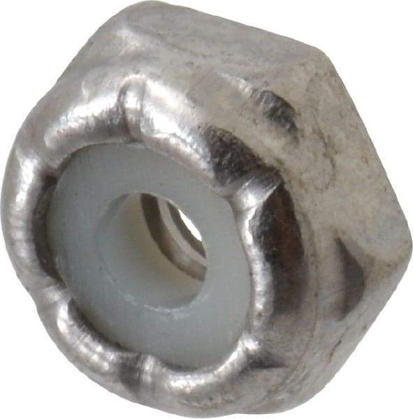 Value Collection - #4-40 UNC 18-8 Hex Lock Nut with Nylon Insert - 1/4" Width Across Flats, 1/8" High - Exact Tool & Supply