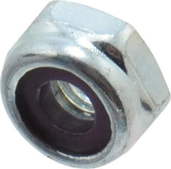 Value Collection - #10-32 UNF Grade 2 Hex Lock Nut with Nylon Insert - 3/8" Width Across Flats, 3/16" High, Zinc-Plated Finish - Exact Tool & Supply