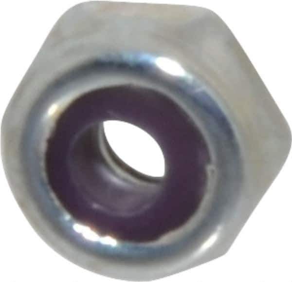 Value Collection - #4-40 UNC Grade 2 Hex Lock Nut with Nylon Insert - 1/4" Width Across Flats, 1/8" High, Zinc-Plated Finish - Exact Tool & Supply