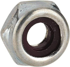 Value Collection - #5-40 UNC Grade 2 Hex Lock Nut with Nylon Insert - 1/4" Width Across Flats, 1/8" High, Zinc-Plated Finish - Exact Tool & Supply