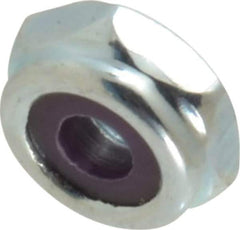 Value Collection - #6-32 UNC Grade 2 Hex Lock Nut with Nylon Insert - 5/16" Width Across Flats, 9/64" High, Zinc-Plated Finish - Exact Tool & Supply