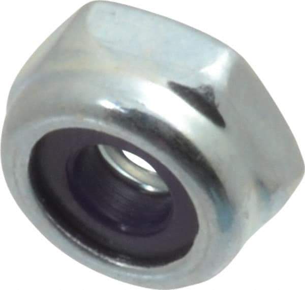 Value Collection - #8-32 UNC Grade 2 Hex Lock Nut with Nylon Insert - 11/32" Width Across Flats, 3/16" High, Zinc-Plated Finish - Exact Tool & Supply