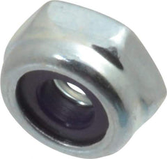 Value Collection - #8-32 UNC Grade 2 Hex Lock Nut with Nylon Insert - 11/32" Width Across Flats, 3/16" High, Zinc-Plated Finish - Exact Tool & Supply