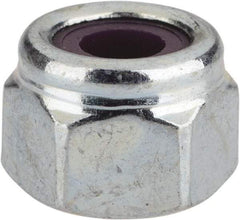 Value Collection - 1/4-20 UNC Grade 2 Heavy Hex Lock Nut with Nylon Insert - 1/2" Width Across Flats, 3/8" High, Zinc-Plated Finish - Exact Tool & Supply