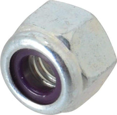 Value Collection - 5/16-18 UNC Grade 2 Heavy Hex Lock Nut with Nylon Insert - 9/16" Width Across Flats, 7/16" High, Zinc-Plated Finish - Exact Tool & Supply