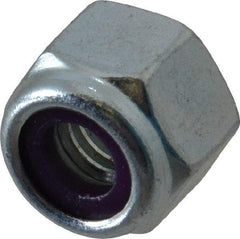 Value Collection - 3/8-16 UNC Grade 2 Heavy Hex Lock Nut with Nylon Insert - 39/64" Width Across Flats, 35/64" High, Zinc-Plated Finish - Exact Tool & Supply