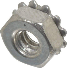 Value Collection - #4-40, 0.109" High, Uncoated, Stainless Steel Hex Nut with External Tooth Washer - 9/32" Washer Diam, 1/4" Width Across Flats, Grade 18-8 - Exact Tool & Supply