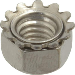 Value Collection - 5/16-18, 0.328" High, Uncoated, Stainless Steel Hex Nut with External Tooth Washer - 37/64" Washer Diam, 1/2" Width Across Flats, Grade 18-8 - Exact Tool & Supply
