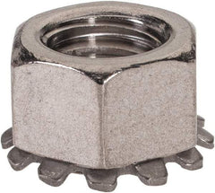 Value Collection - 3/8-16, 0.391" High, Uncoated, Stainless Steel Hex Nut with External Tooth Washer - 21/32" Washer Diam, 9/16" Width Across Flats, Grade 18-8 - Exact Tool & Supply
