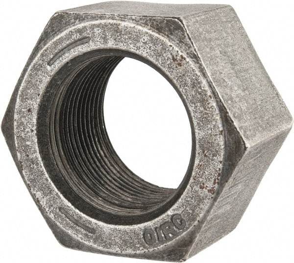 Value Collection - 1-1/2 - 12 UNF Steel Right Hand Hex Nut - 2-1/4" Across Flats, 1.317" High, Uncoated - Exact Tool & Supply