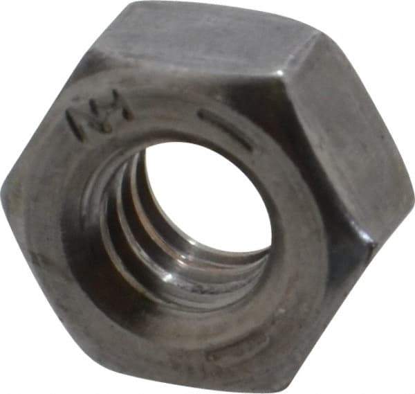Value Collection - 1/4-20 UNC Steel Right Hand Hex Nut - 7/16" Across Flats, 0.226" High, Uncoated - Exact Tool & Supply