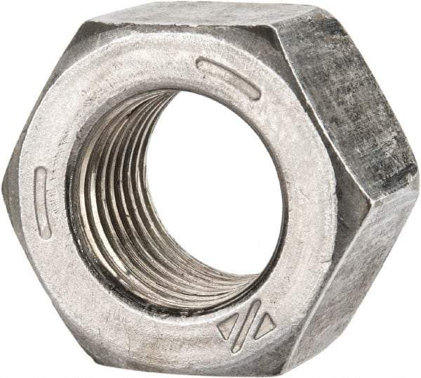 Value Collection - 9/16-18 UNF Steel Right Hand Hex Nut - 7/8" Across Flats, 0.496" High, Uncoated - Exact Tool & Supply