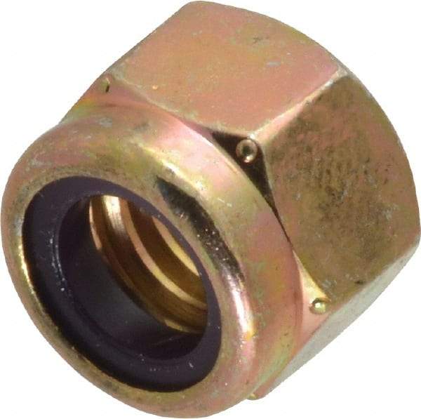 Value Collection - 3/8-16 UNC Grade 8 Hex Lock Nut with Nylon Insert - 9/16" Width Across Flats, 29/64" High, Zinc Yellow Dichromate Finish - Exact Tool & Supply