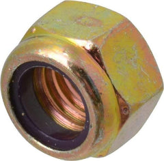 Value Collection - 7/16-14 UNC Grade 8 Hex Lock Nut with Nylon Insert - 5/8" Width Across Flats, 29/64" High, Zinc Yellow Dichromate Finish - Exact Tool & Supply