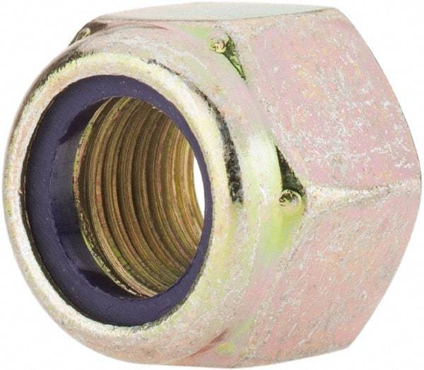 Value Collection - 1/2-20 UNF Grade 8 Hex Lock Nut with Nylon Insert - 3/4" Width Across Flats, 19/32" High, Zinc Yellow Dichromate Finish - Exact Tool & Supply